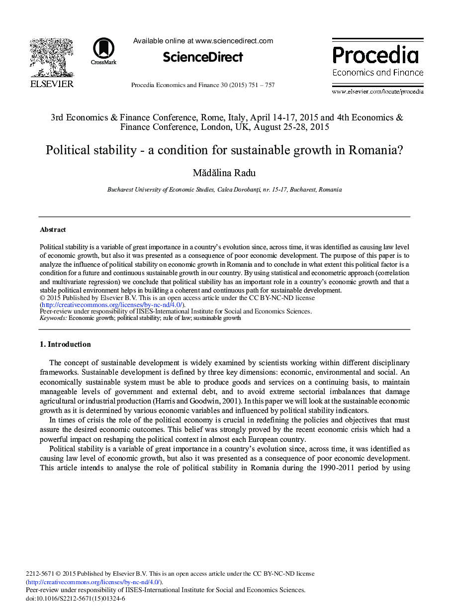 ثبات سیاسی - شرایط برای رشد پایدار در رومانی؟ 