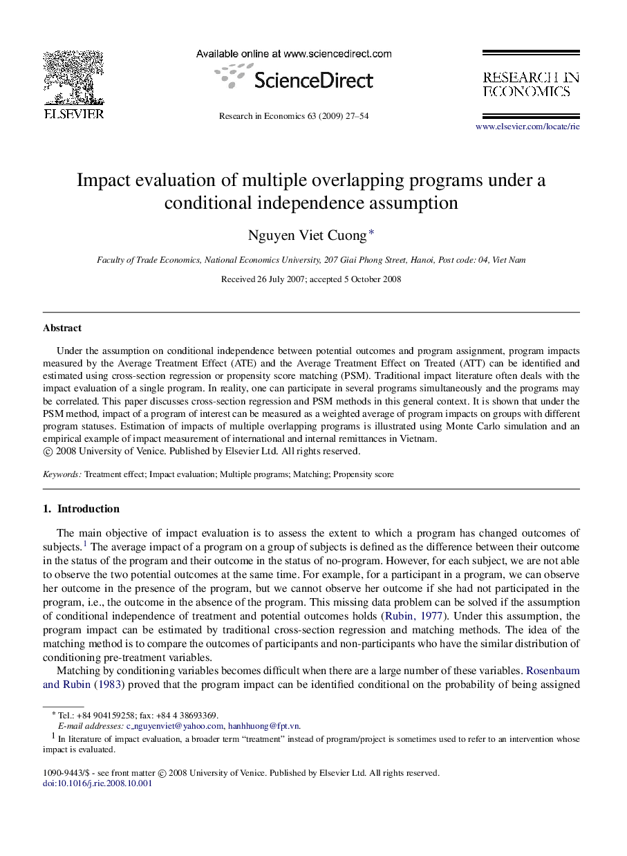 Impact evaluation of multiple overlapping programs under a conditional independence assumption