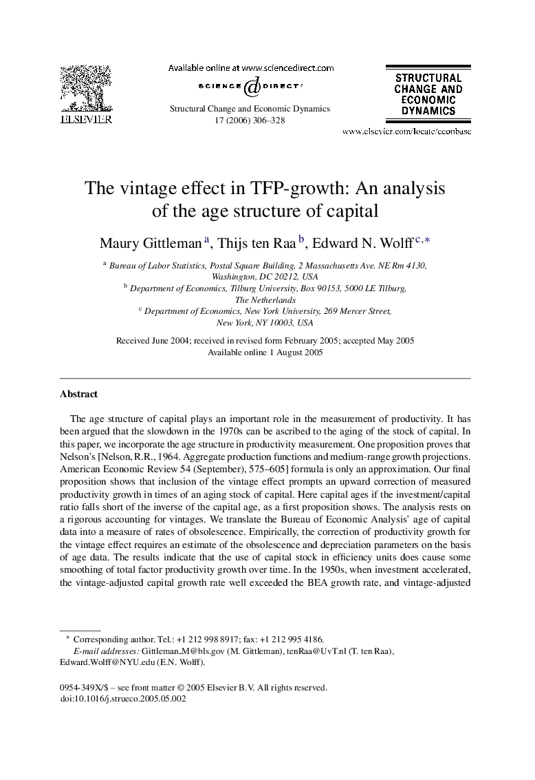 The vintage effect in TFP-growth: An analysis of the age structure of capital