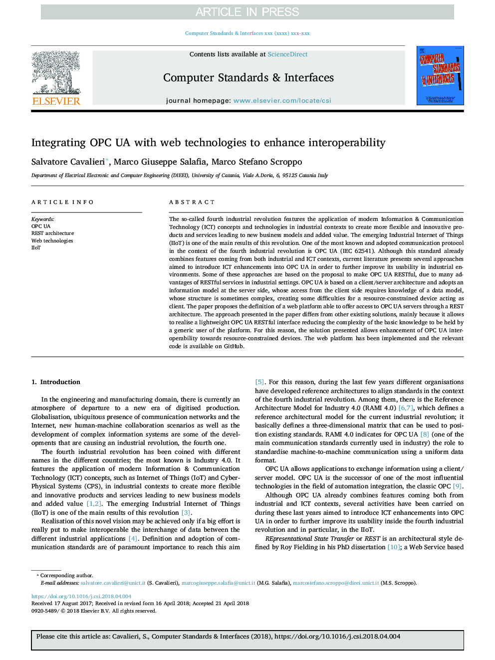 Integrating OPC UA with web technologies to enhance interoperability