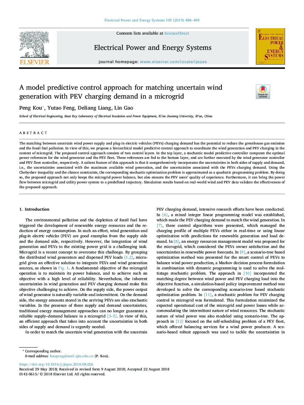 A model predictive control approach for matching uncertain wind generation with PEV charging demand in a microgrid