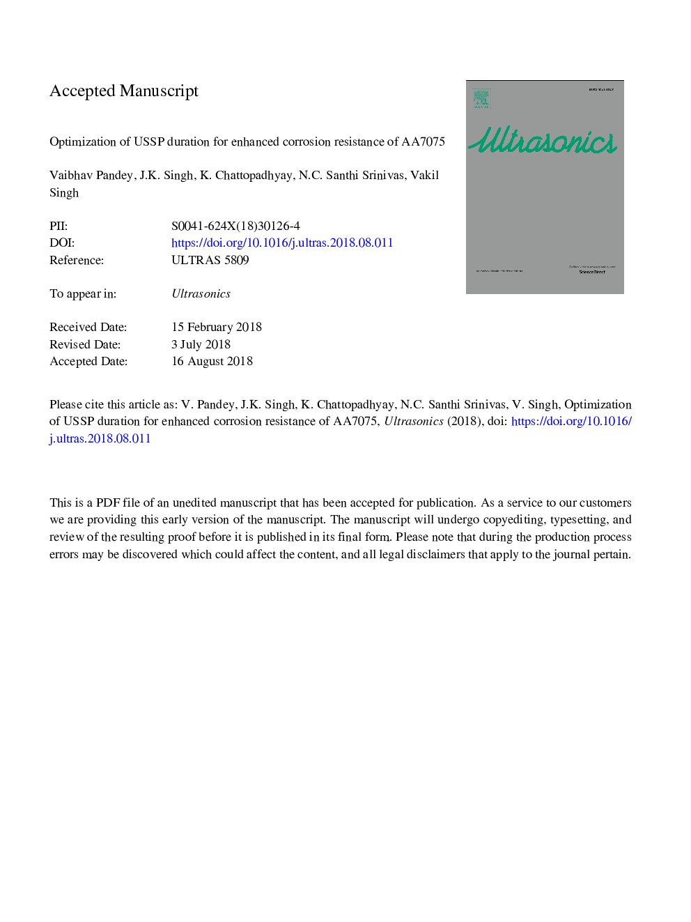 Optimization of USSP duration for enhanced corrosion resistance of AA7075