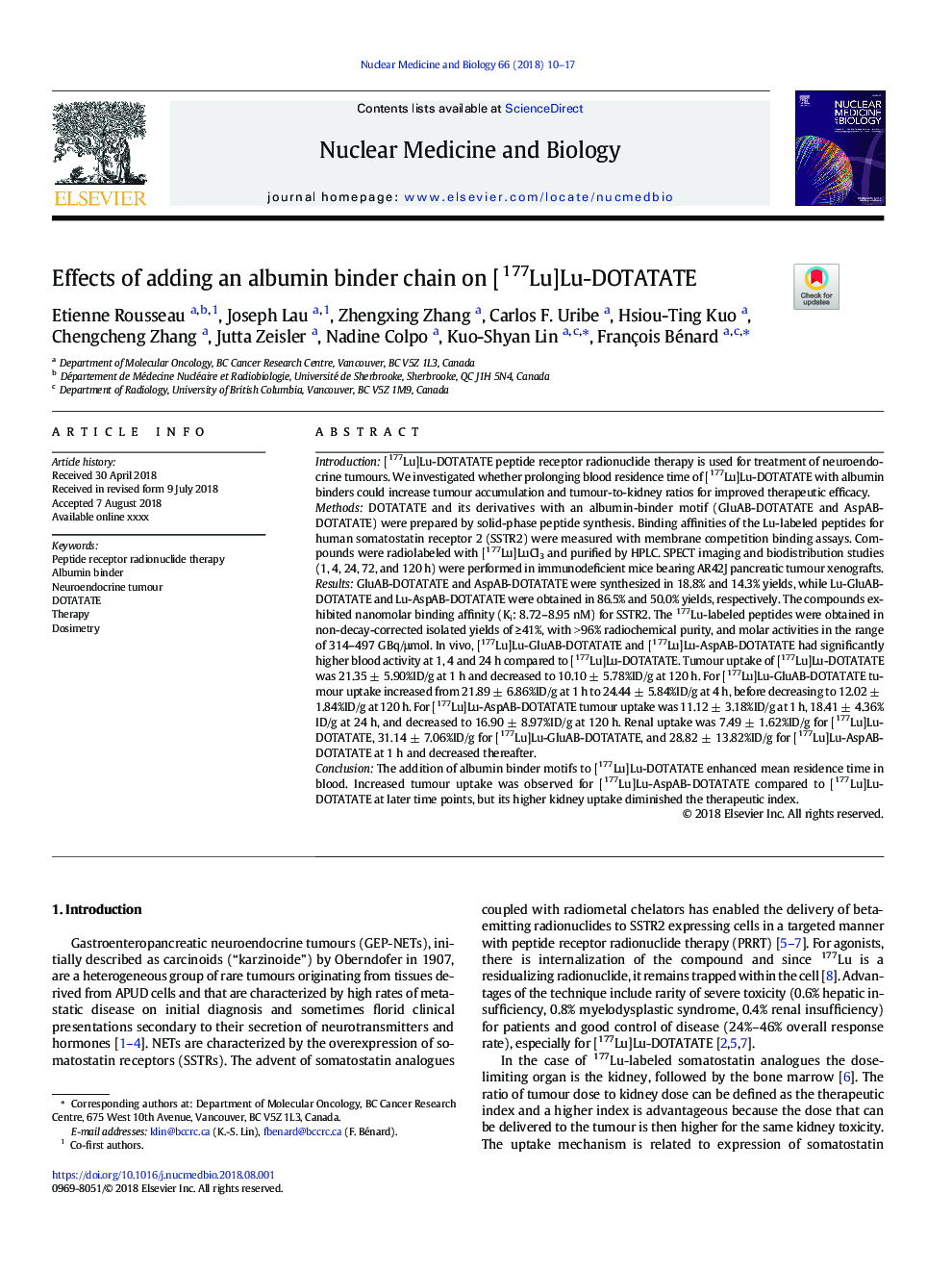 Effects of adding an albumin binder chain on [177Lu]Lu-DOTATATE