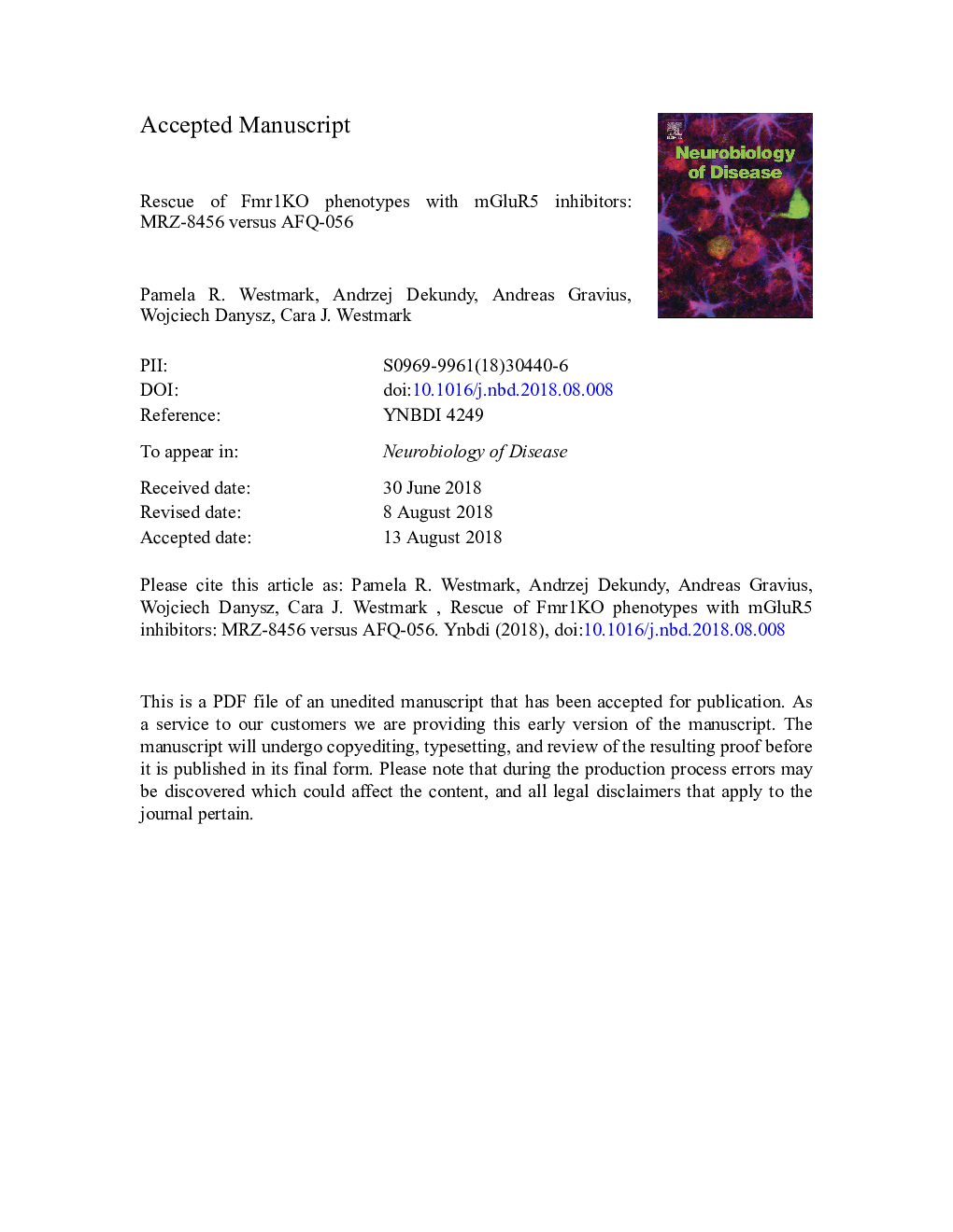 Rescue of Fmr1KO phenotypes with mGluR5 inhibitors: MRZ-8456 versus AFQ-056