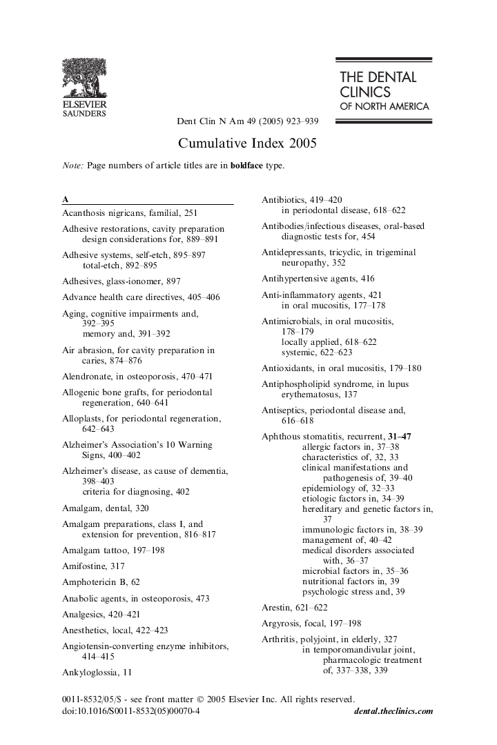 Cumulative index