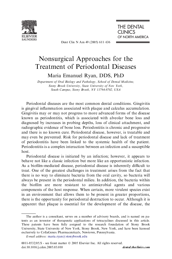 Nonsurgical Approaches for the Treatment of Periodontal Diseases