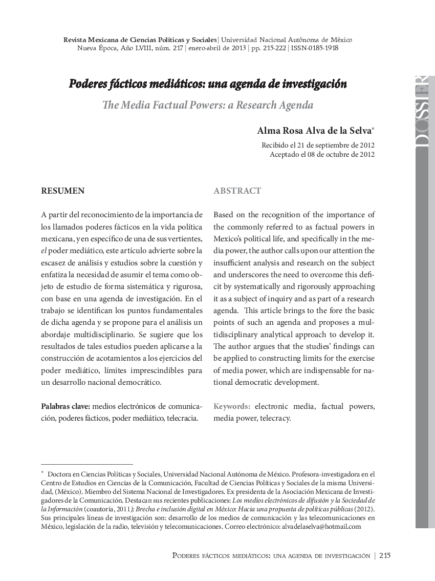 Poderes fácticos mediáticos: una agenda de investigación