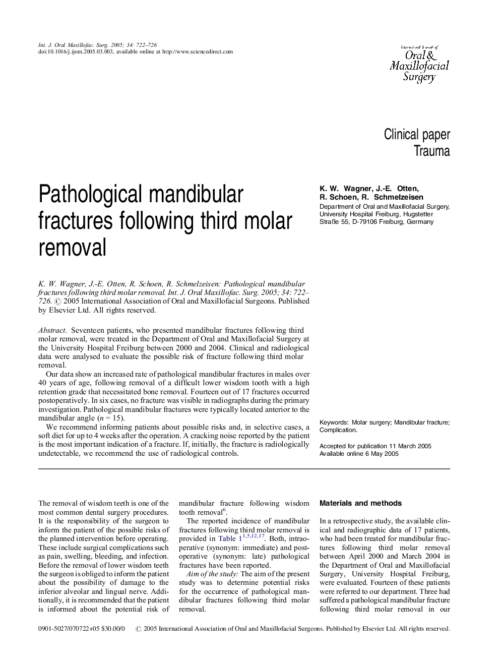 Pathological mandibular fractures following third molar removal