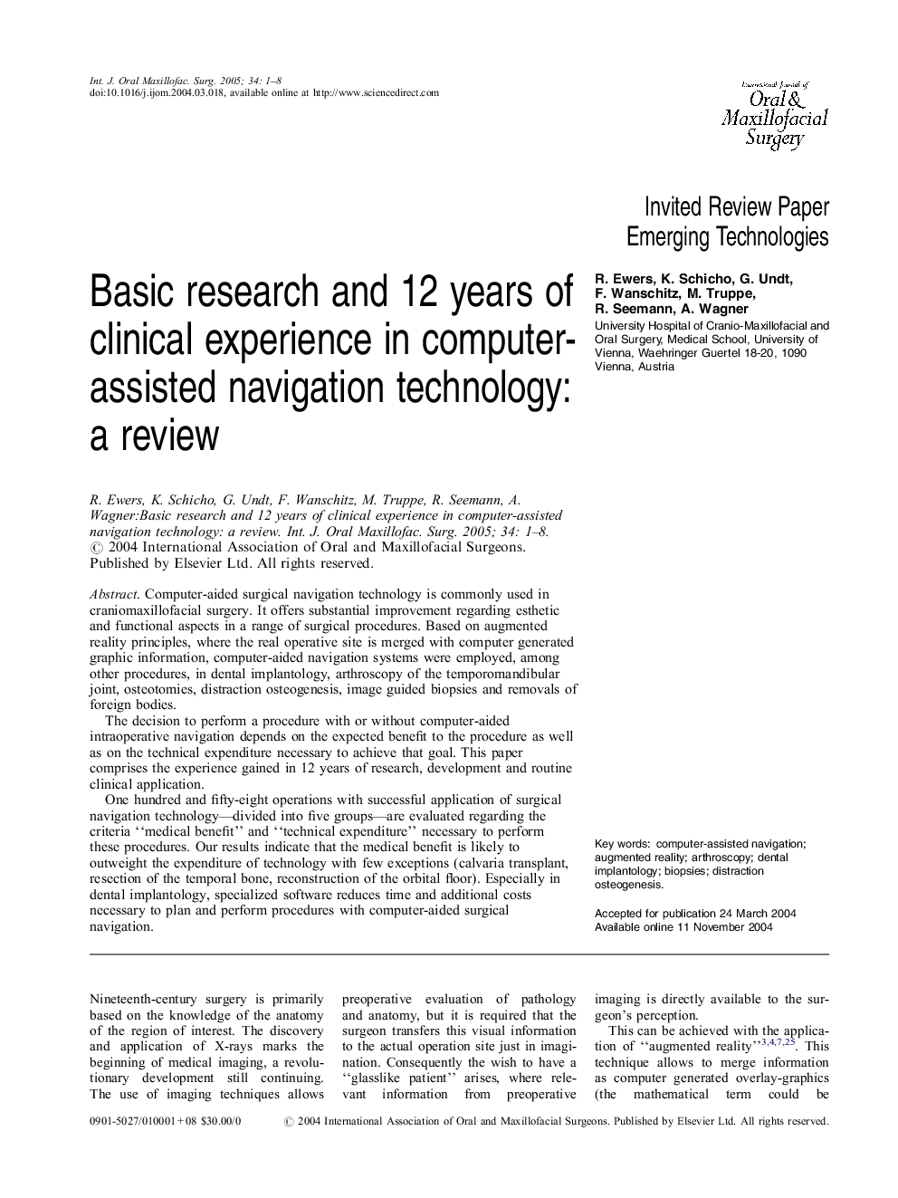 Basic research and 12 years of clinical experience in computer-assisted navigation technology: a review
