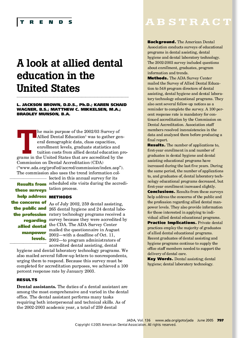 A look at allied dental education in the United States