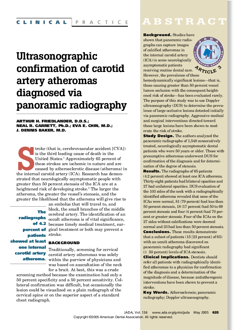 Ultrasonographic confirmation of carotid artery atheromas diagnosed via panoramic radiography