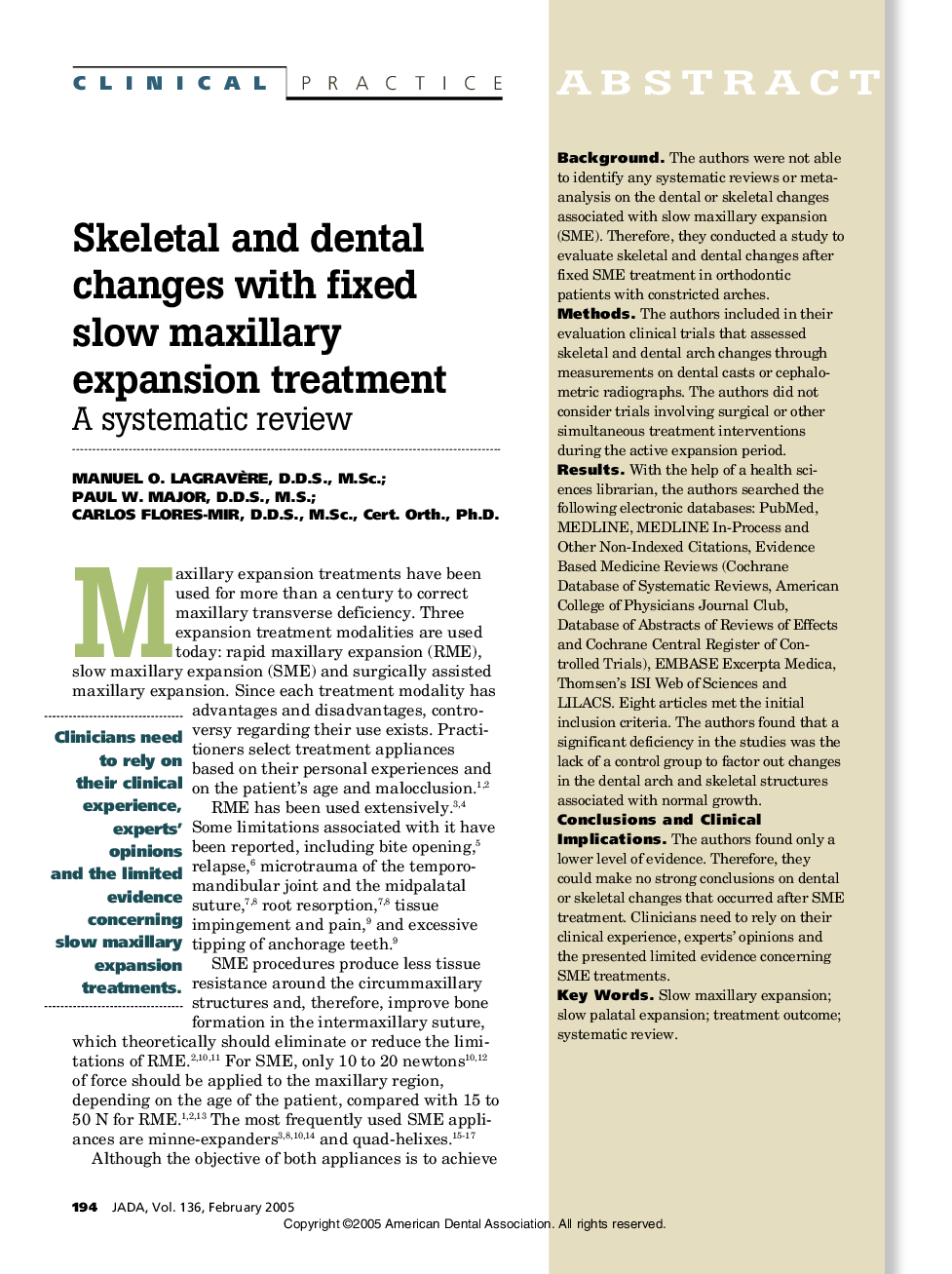 Skeletal and dental changes with fixed slow maxillary expansion treatment