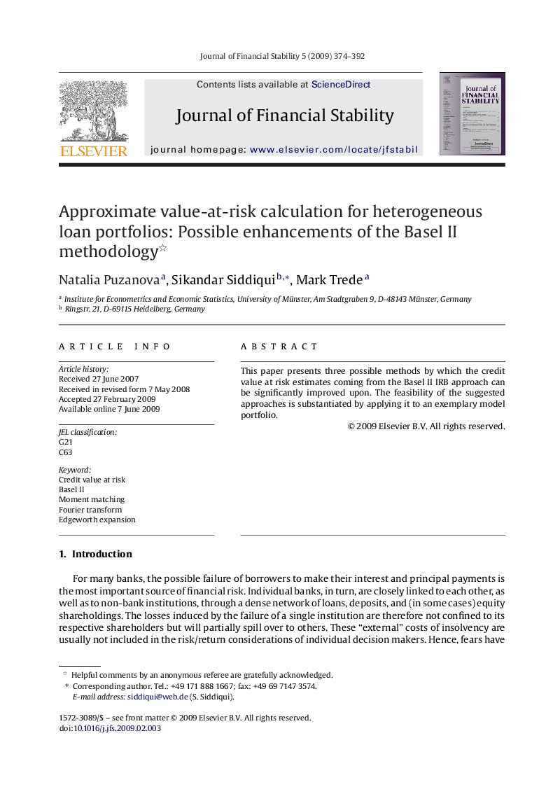 Approximate value-at-risk calculation for heterogeneous loan portfolios: Possible enhancements of the Basel II methodology 