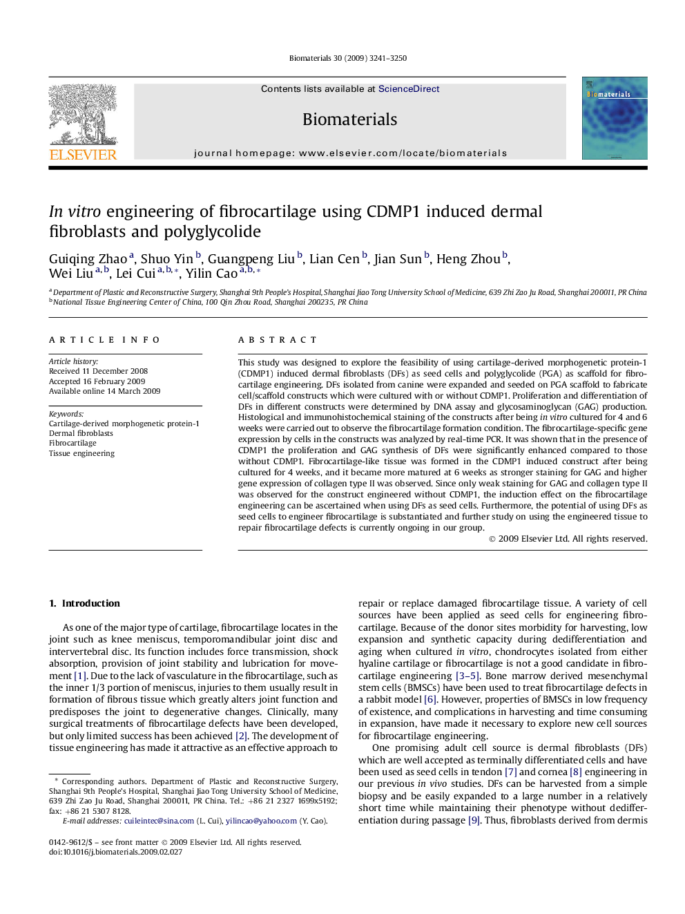 In vitro engineering of fibrocartilage using CDMP1 induced dermal fibroblasts and polyglycolide