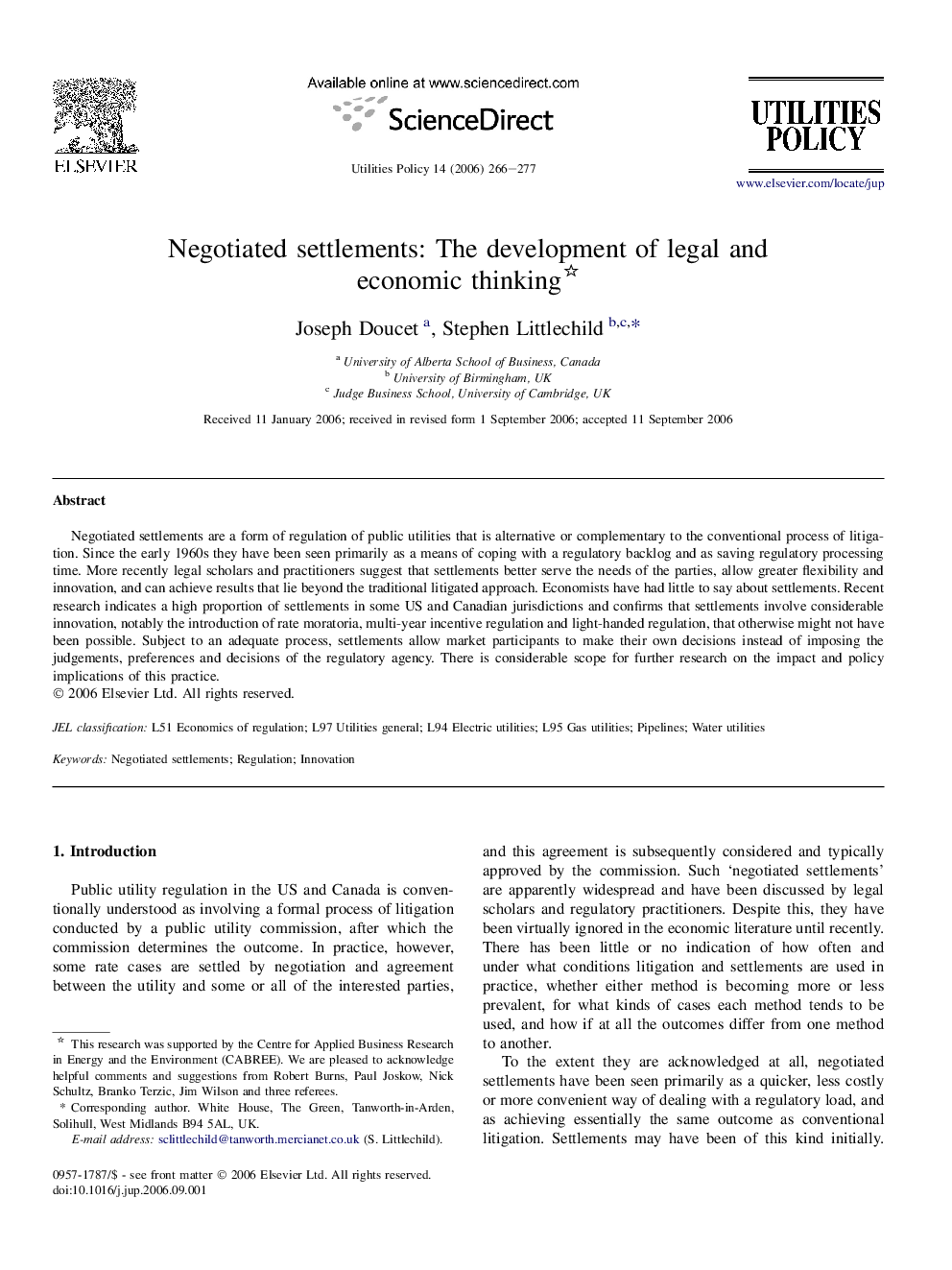 عکس صفحه اول مقاله: Negotiated settlements: The development of legal and economic thinking Negotiated settlements: The development of legal and economic thinking