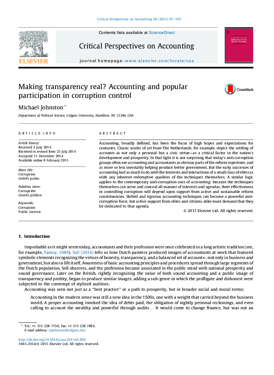 Making transparency real? Accounting and popular participation in corruption control