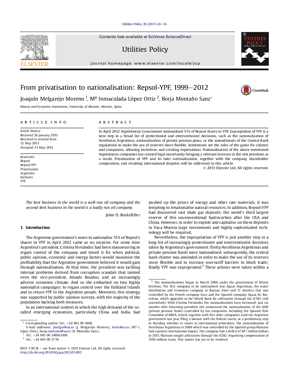 From privatisation to nationalisation: Repsol-YPF, 1999–2012