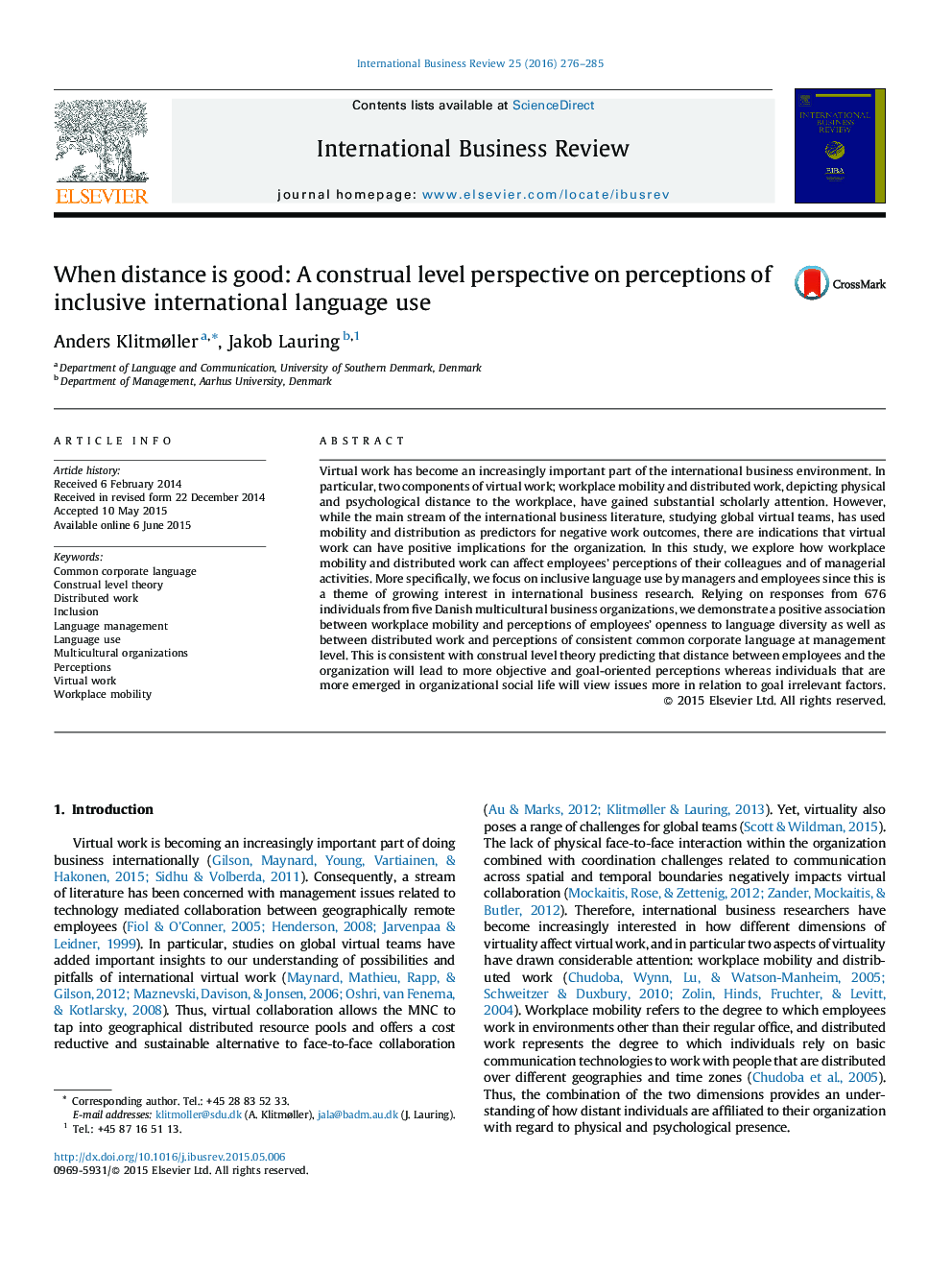 When distance is good: A construal level perspective on perceptions of inclusive international language use