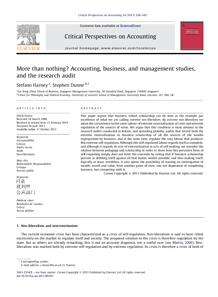 More than nothing? Accounting, business, and management studies, and the research audit