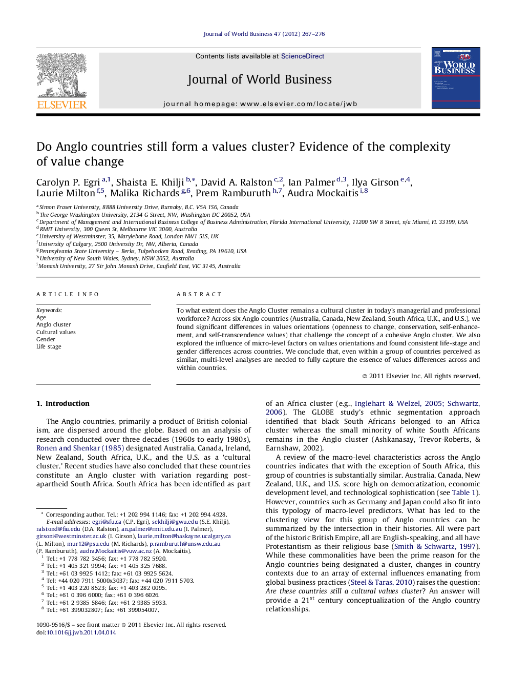 Do Anglo countries still form a values cluster? Evidence of the complexity of value change