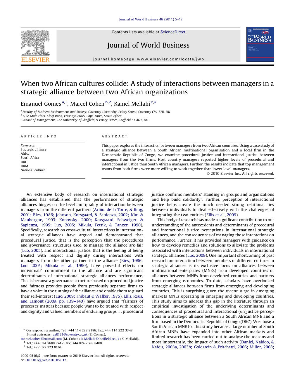 When two African cultures collide: A study of interactions between managers in a strategic alliance between two African organizations