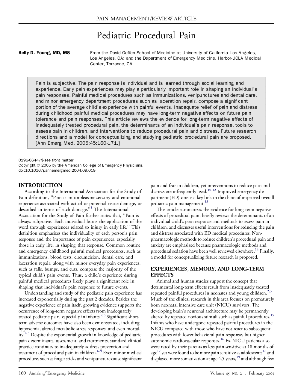 Pediatric procedural pain