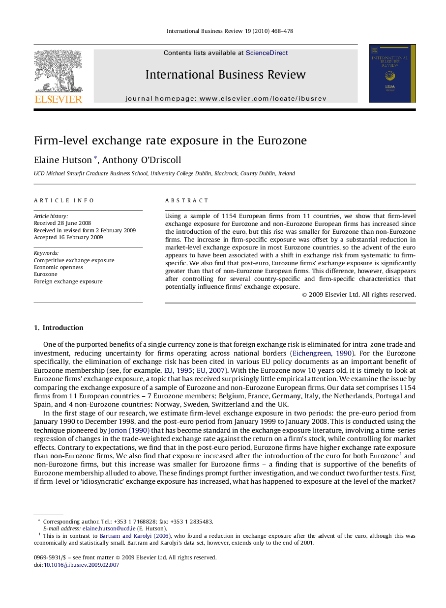 Firm-level exchange rate exposure in the Eurozone