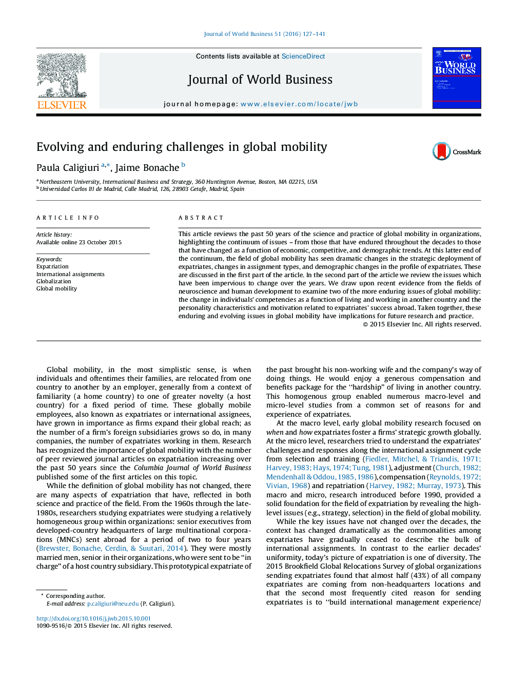 Evolving and enduring challenges in global mobility