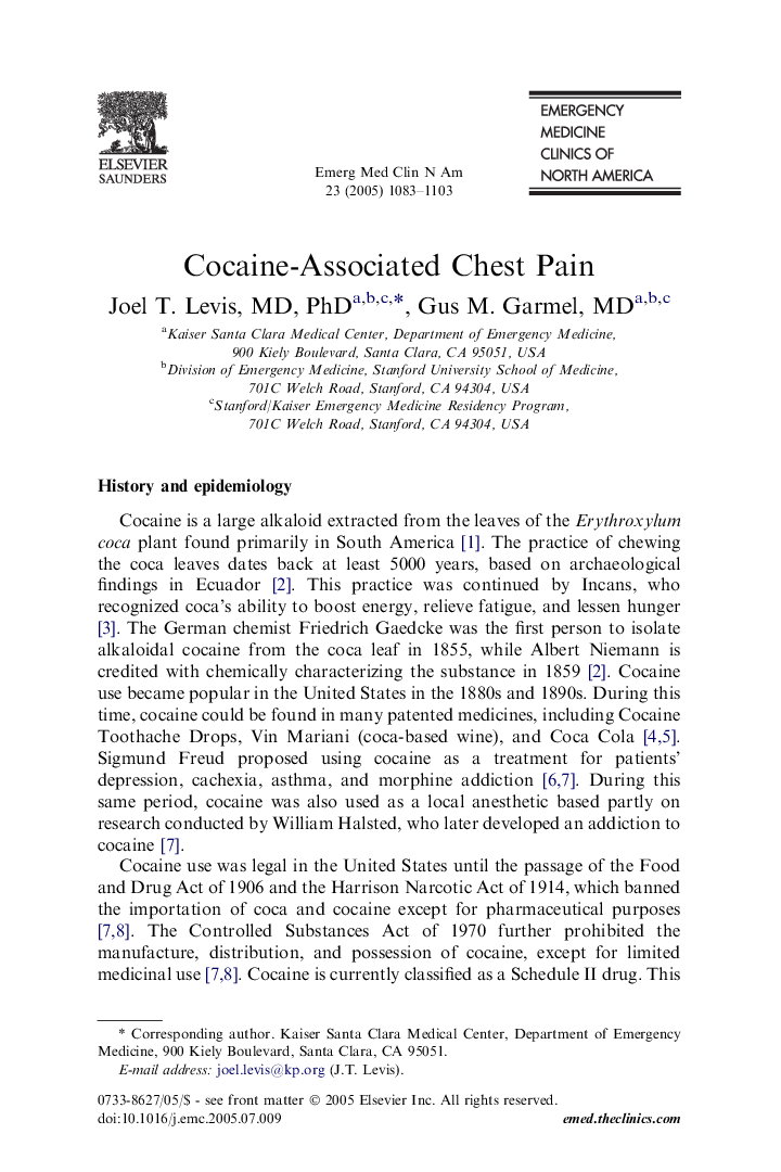 Cocaine-Associated Chest Pain