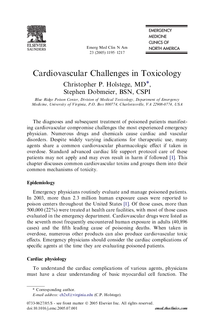 Cardiovascular Challenges in Toxicology