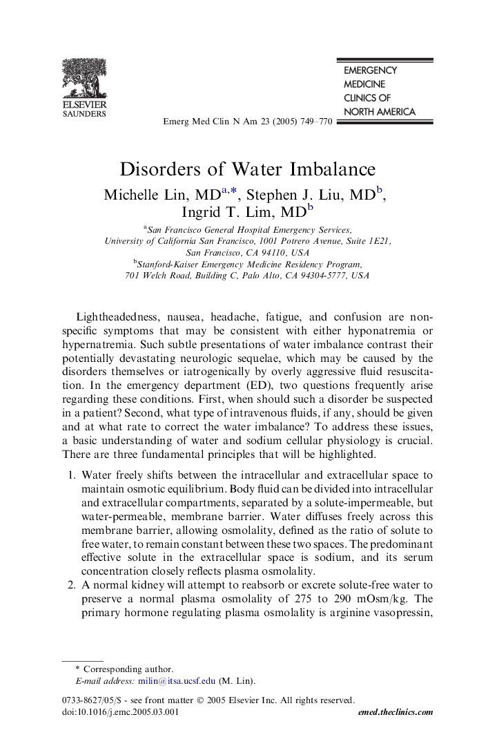 Disorders of Water Imbalance