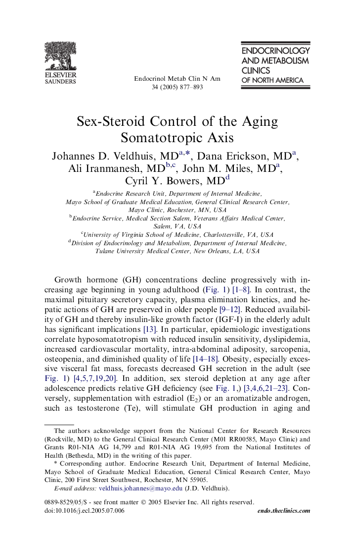 Sex-Steroid Control of the Aging Somatotropic Axis
