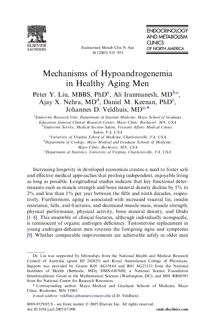 Mechanisms of Hypoandrogenemia in Healthy Aging Men