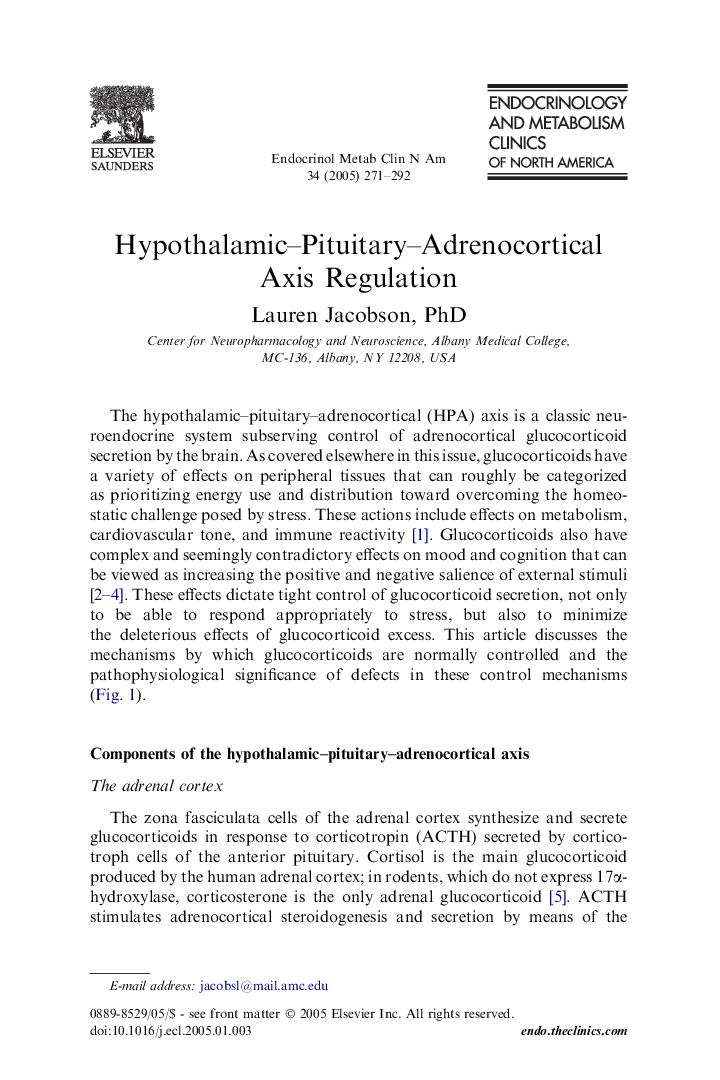 Hypothalamic-Pituitary-Adrenocortical Axis Regulation