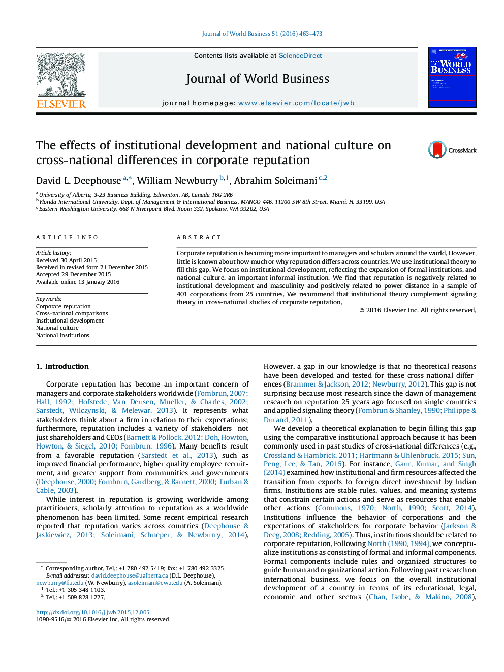 The effects of institutional development and national culture on cross-national differences in corporate reputation