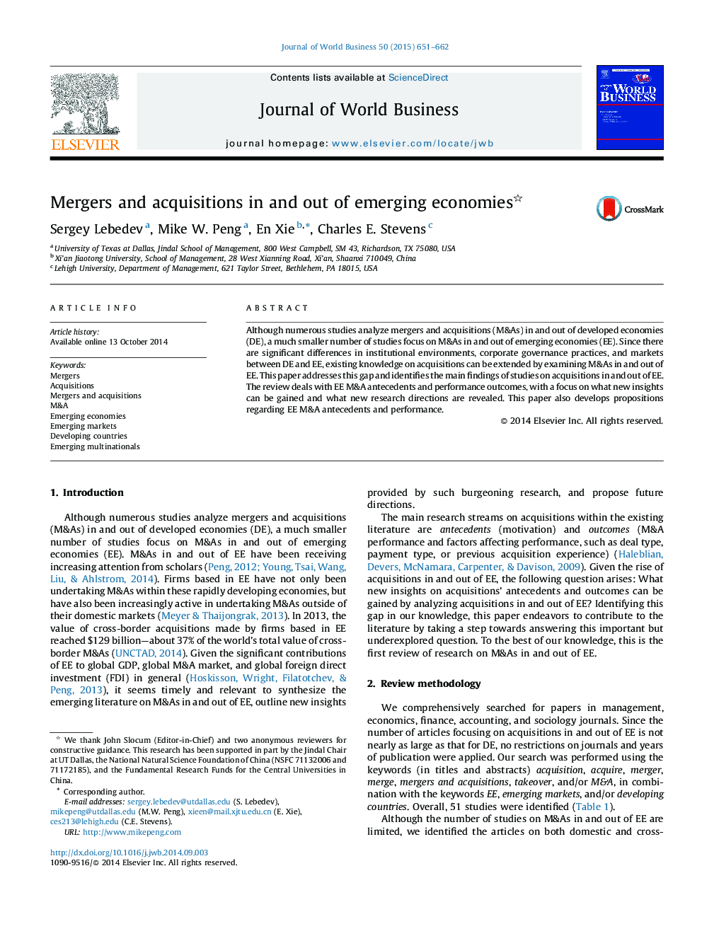 Mergers and acquisitions in and out of emerging economies 