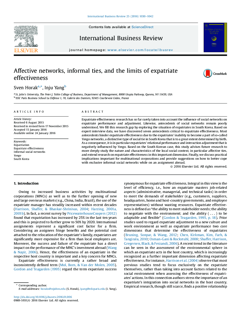 Affective networks, informal ties, and the limits of expatriate effectiveness