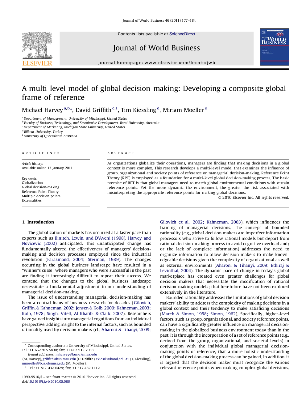 A multi-level model of global decision-making: Developing a composite global frame-of-reference