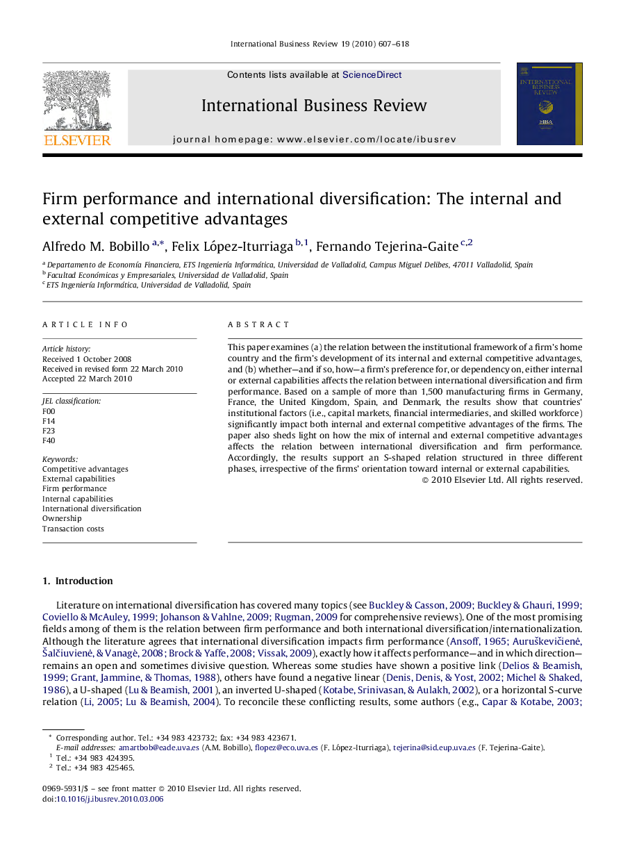 Firm performance and international diversification: The internal and external competitive advantages