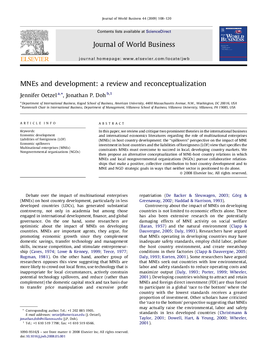 MNEs and development: a review and reconceptualization