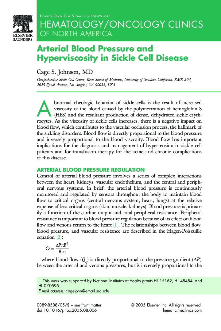 Arterial Blood Pressure and Hyperviscosity in Sickle Cell Disease