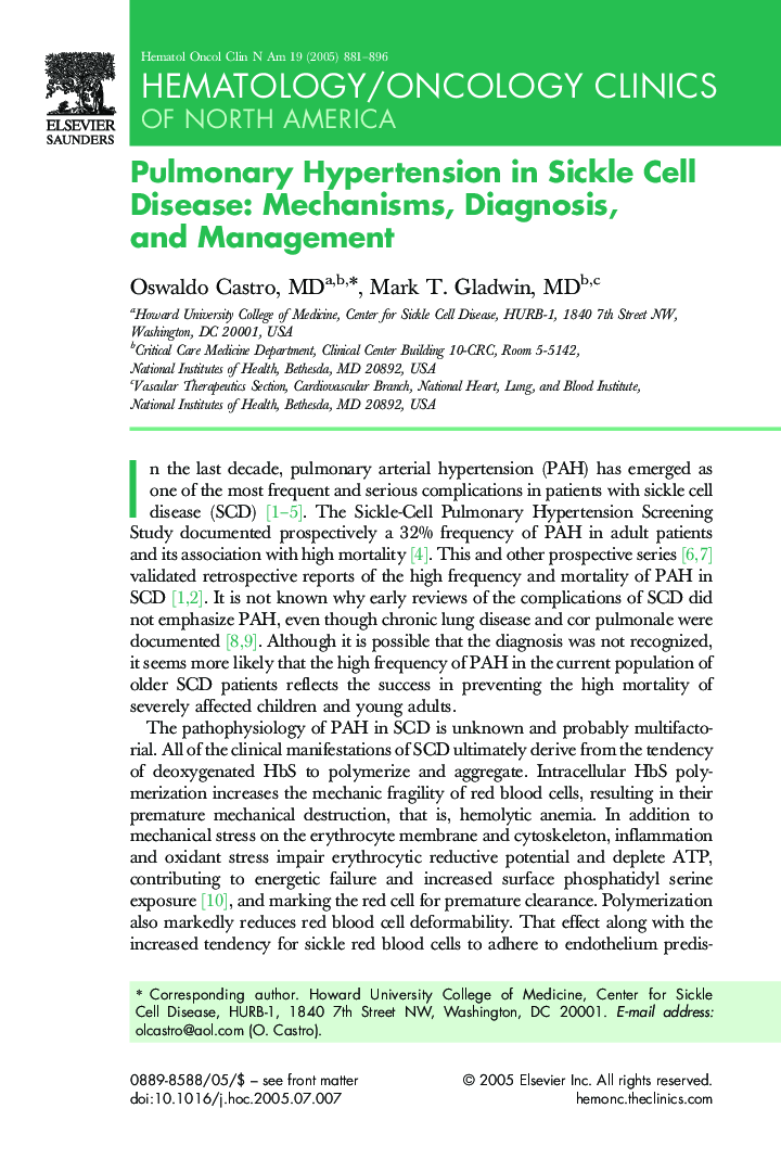 Pulmonary Hypertension in Sickle Cell Disease: Mechanisms, Diagnosis, and Management