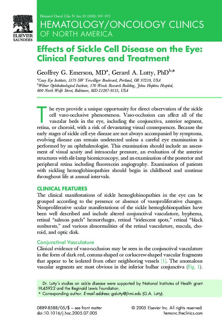 Effects of Sickle Cell Disease on the Eye: Clinical Features and Treatment