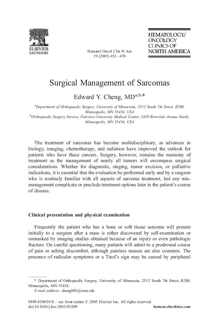 Surgical Management of Sarcomas