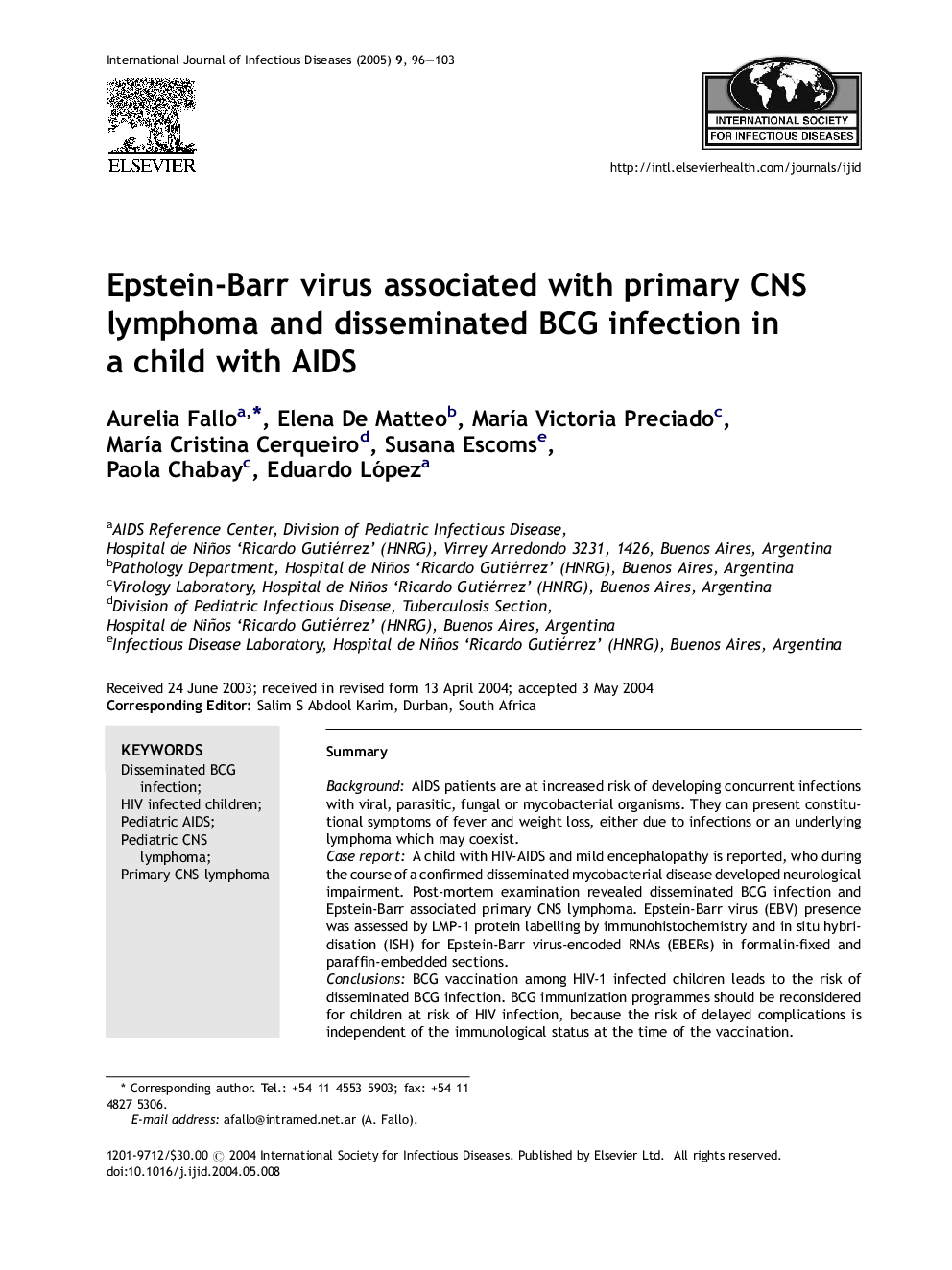 Epstein-Barr virus associated with primary CNS lymphoma and disseminated BCG infection in a child with AIDS