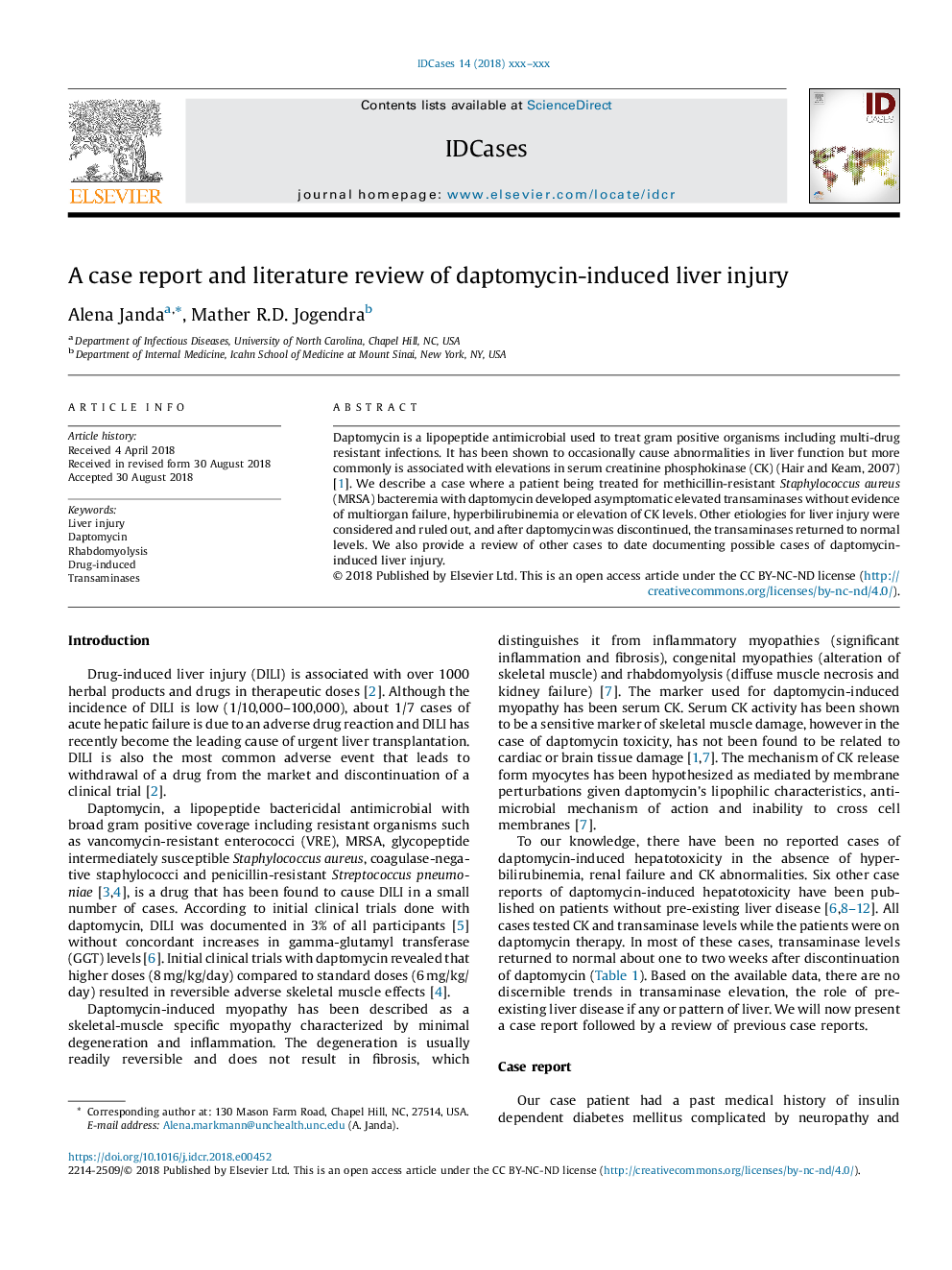 A case report and literature review of daptomycin-induced liver injury