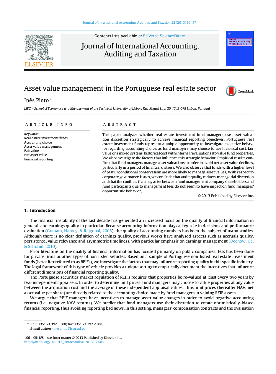 Asset value management in the Portuguese real estate sector