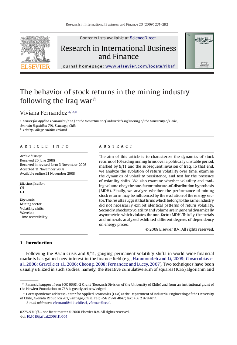 The behavior of stock returns in the mining industry following the Iraq war 