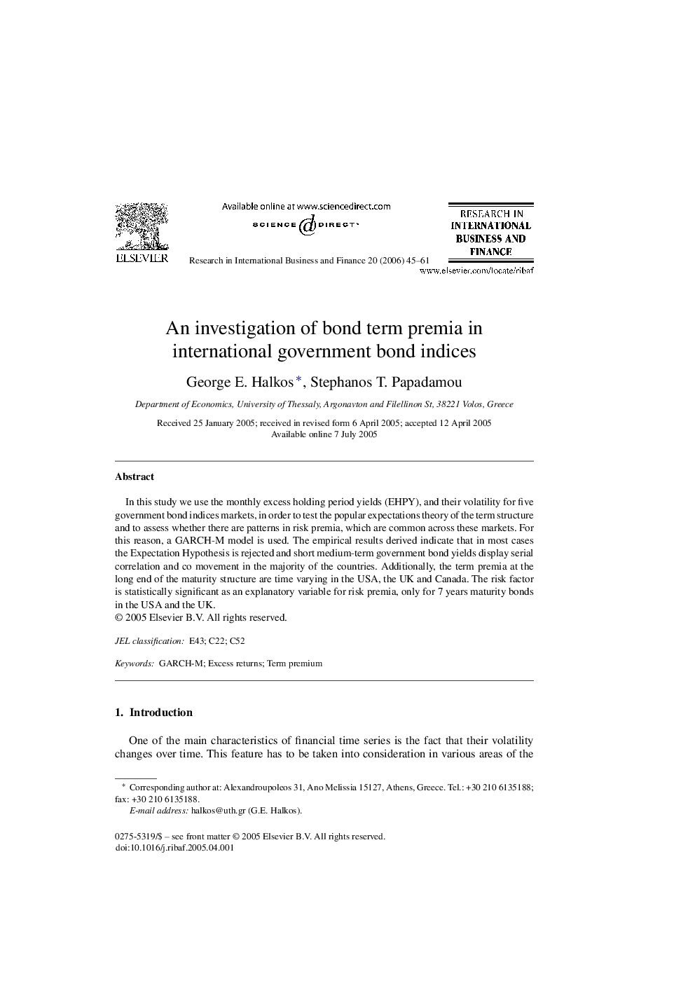 An investigation of bond term premia in international government bond indices