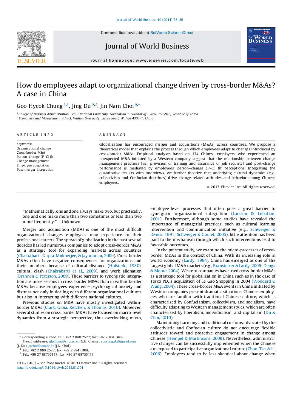 How do employees adapt to organizational change driven by cross-border M&As? A case in China